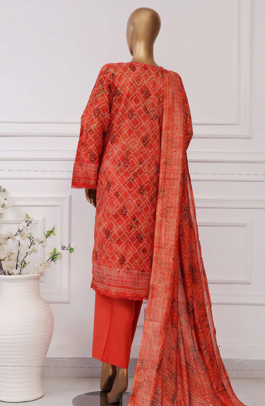 Sadabahar Printed Lawn Stitched 3 Piece Suit - D-10 - SBD25PLCV4 - Orange - Summer Collection