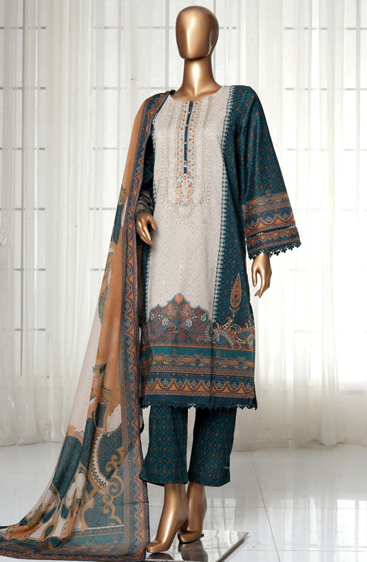 Sadabahar Printed Lawn Stitched 3 Piece Suit - D-10 - SDB25PLV3 - Blue - Summer Collection