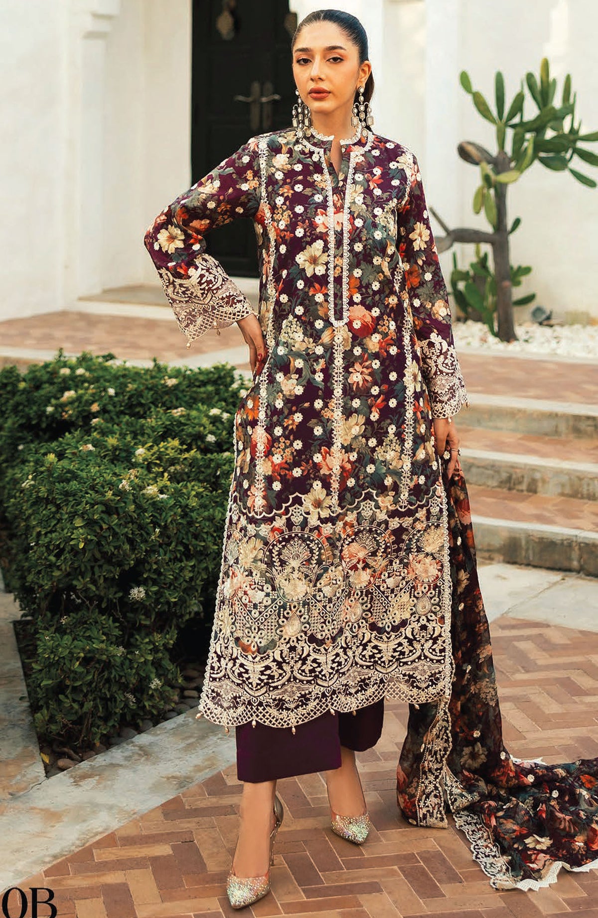 Zainab Chottani Chikankari Lawn Unstitched 3 Piece Suit - D-10B Reeya - ZBC25CL - Brown - Summer Collection