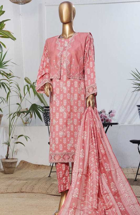 Bin Saeed Embroidered Lawn Stitched 3 Piece Suit - D-11 - BS25BEEC - Pink - Eid Collection