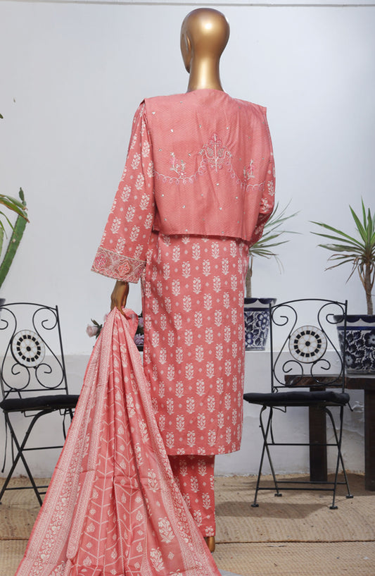 Bin Saeed Embroidered Lawn Stitched 3 Piece Suit - D-11 - BS25BEEC - Pink - Eid Collection