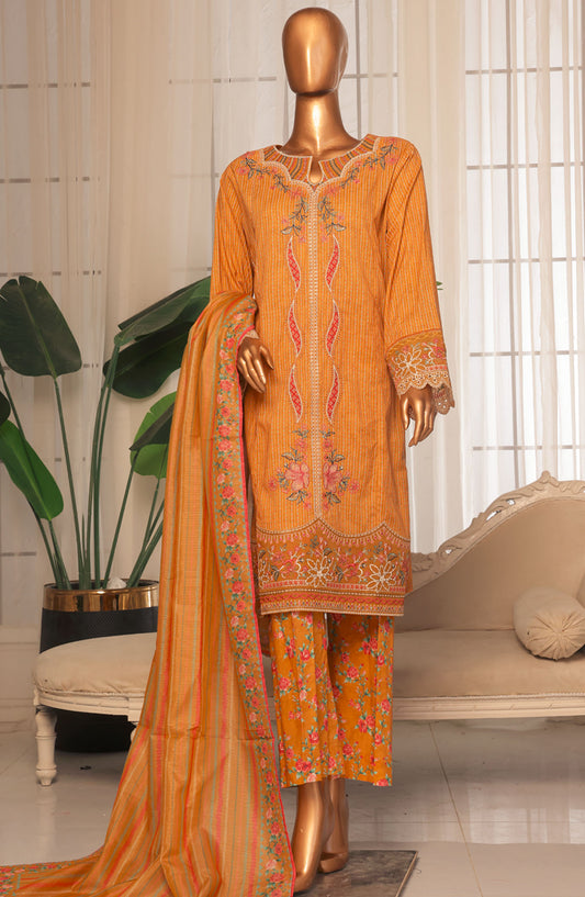 Bin Saeed Embroidered Stitched 3 Piece Suit - D-11 - BS25EKK - Orange - Summer Collection
