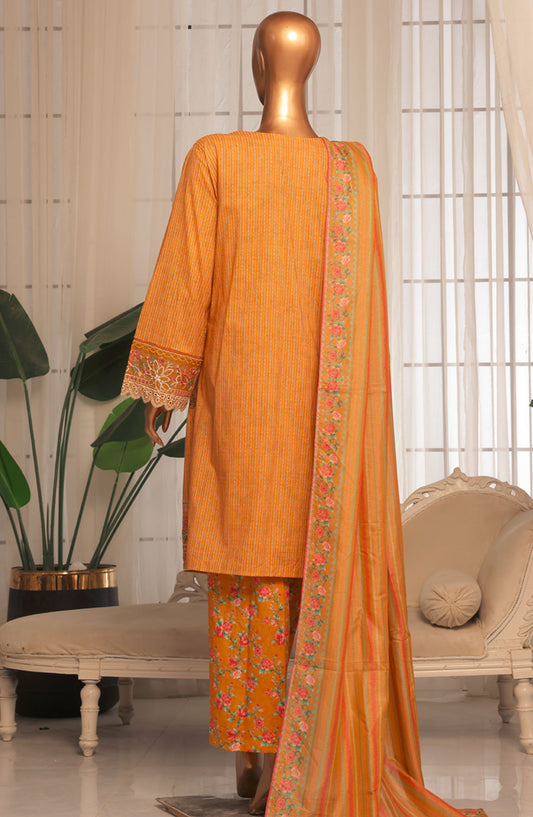 Bin Saeed Embroidered Stitched 3 Piece Suit - D-11 - BS25EKK - Orange - Summer Collection