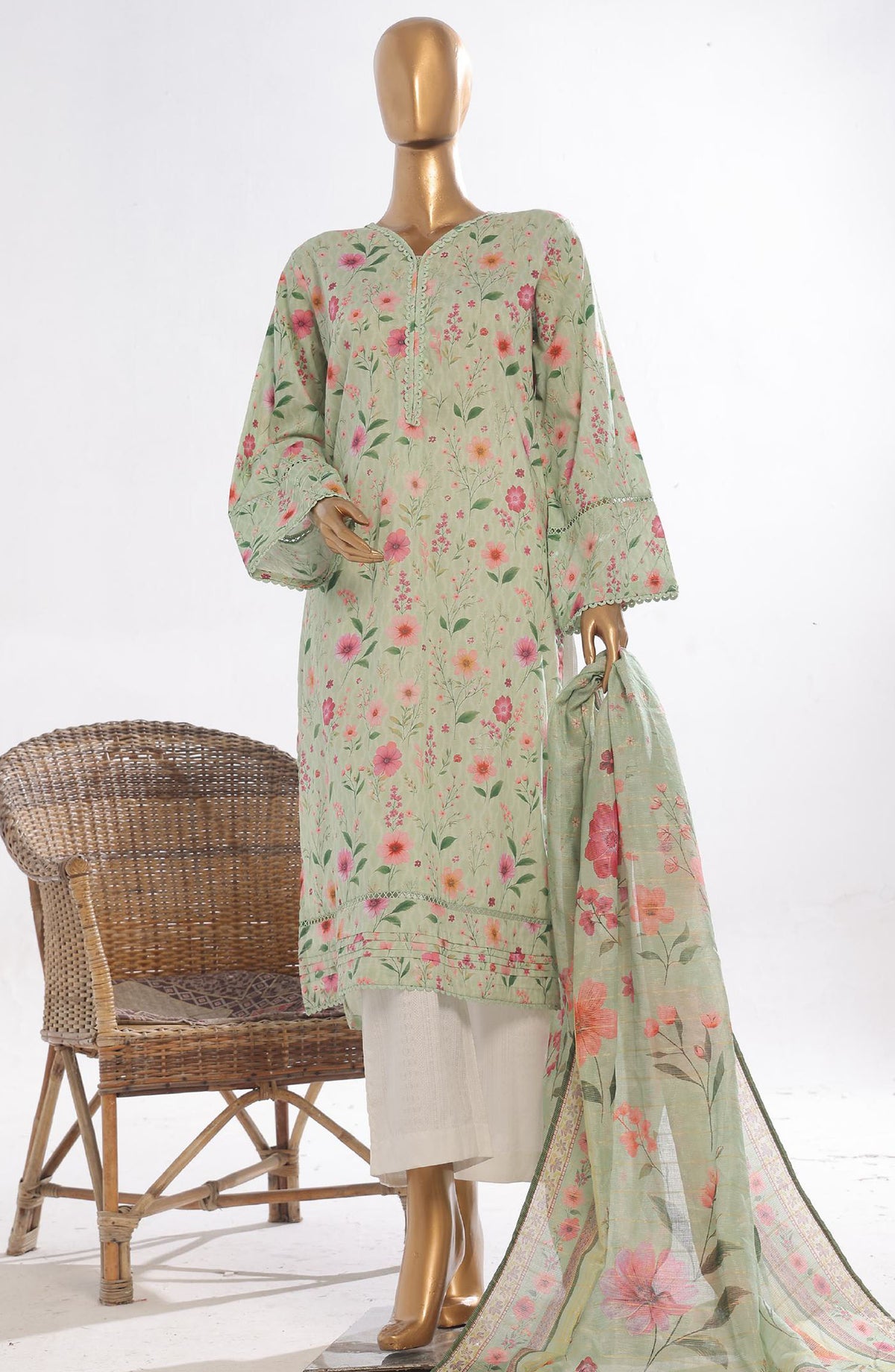 Bin Saeed Printed Lawn Stitched 3 Piece Suit - D-11 - BS25EPLV3 - Green - Summer Collection