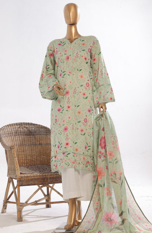 Bin Saeed Printed Lawn Stitched 3 Piece Suit - D-11 - BS25EPLV3 - Green - Summer Collection