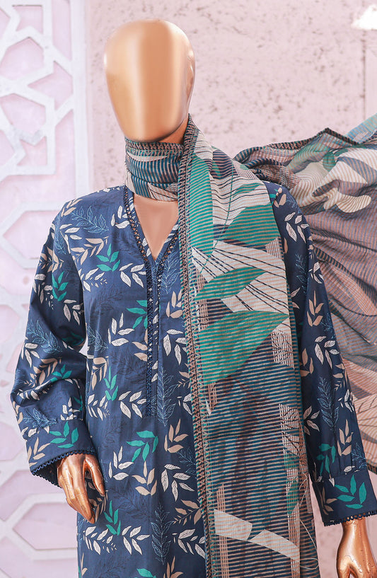 Bin Saeed Printed Lawn Stitched 3 Piece Suit - D-11 - BS25EPLV5 - Blue - Summer Collection