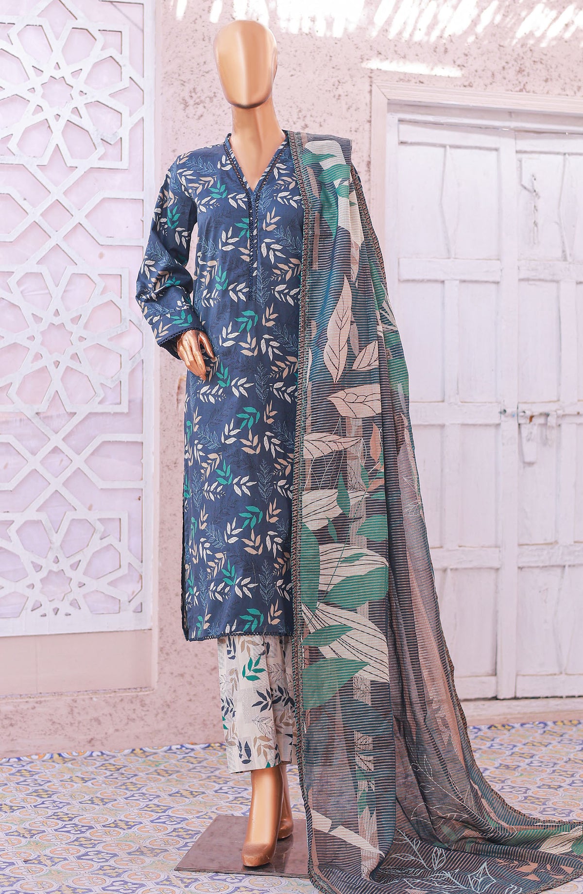 Bin Saeed Printed Lawn Stitched 3 Piece Suit - D-11 - BS25EPLV5 - Blue - Summer Collection