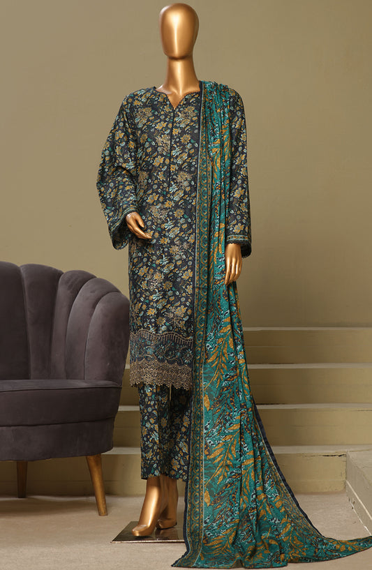 Bin Saeed Chikankari Lawn Stitched 3 Piece Suit - D-11 - BS25LC - Blue - Summer Collection
