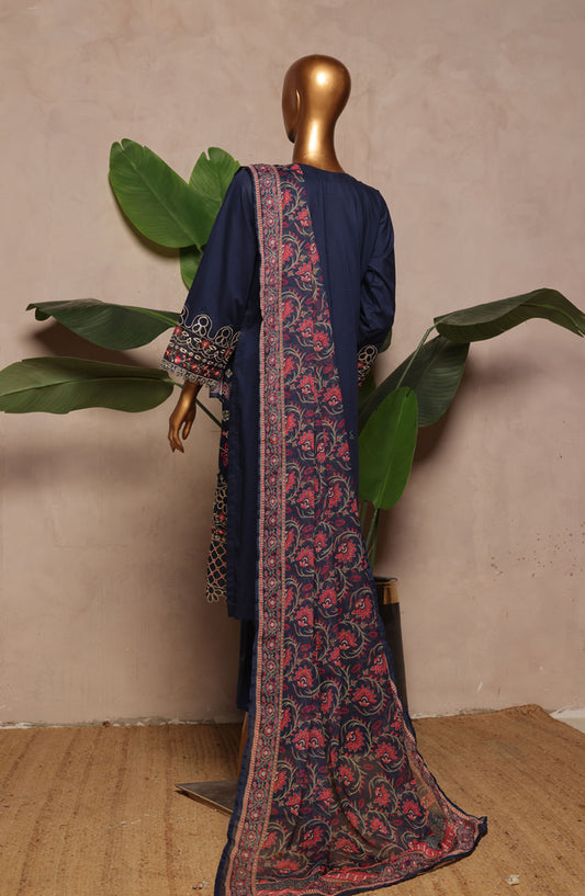 Bin Saeed Embroidered Lawn Stitched 3 Piece Suit - D-11 - BS25LPLV4 - Blue - Summer Collection