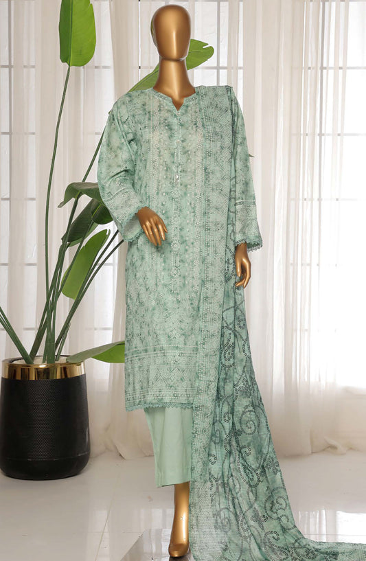 Sadabahar Printed Lawn Stitched 3 Piece Suit - D-11 - SDB25PLV3 - Green - Summer Collection