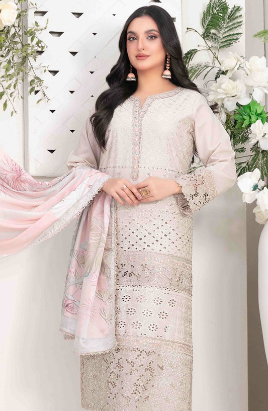 Saija by Tawakkal Fabric Embroidered Lawn Unstitched 3 Piece Suit - D-1229 - TF25SSS - Grey - Summer Collection