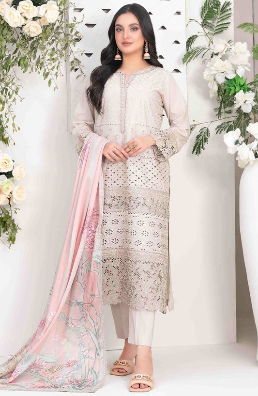 Saija by Tawakkal Fabric Embroidered Lawn Unstitched 3 Piece Suit - D-1229 - TF25SSS - Grey - Summer Collection