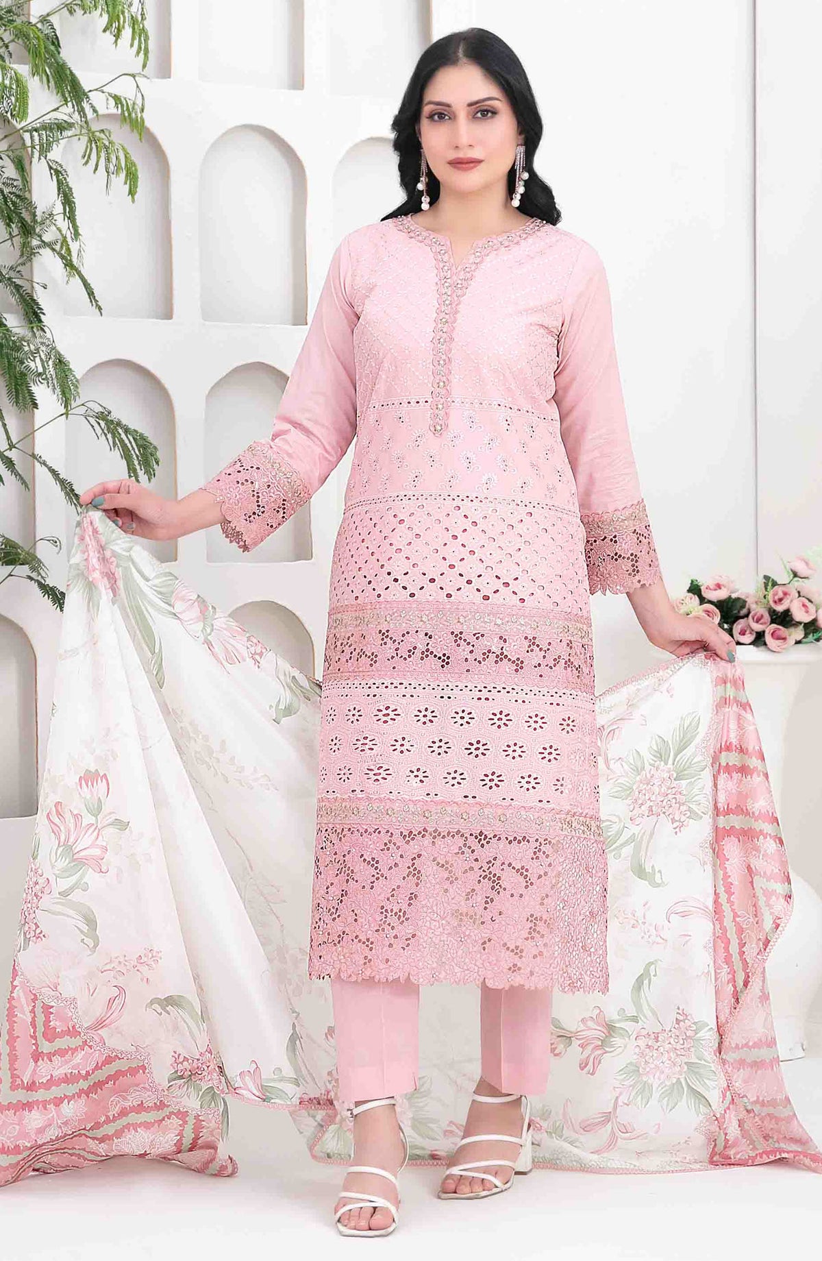 Saija by Tawakkal Fabric Embroidered Lawn Unstitched 3 Piece Suit - D-1230 - TF25SSS - Pink - Summer Collection