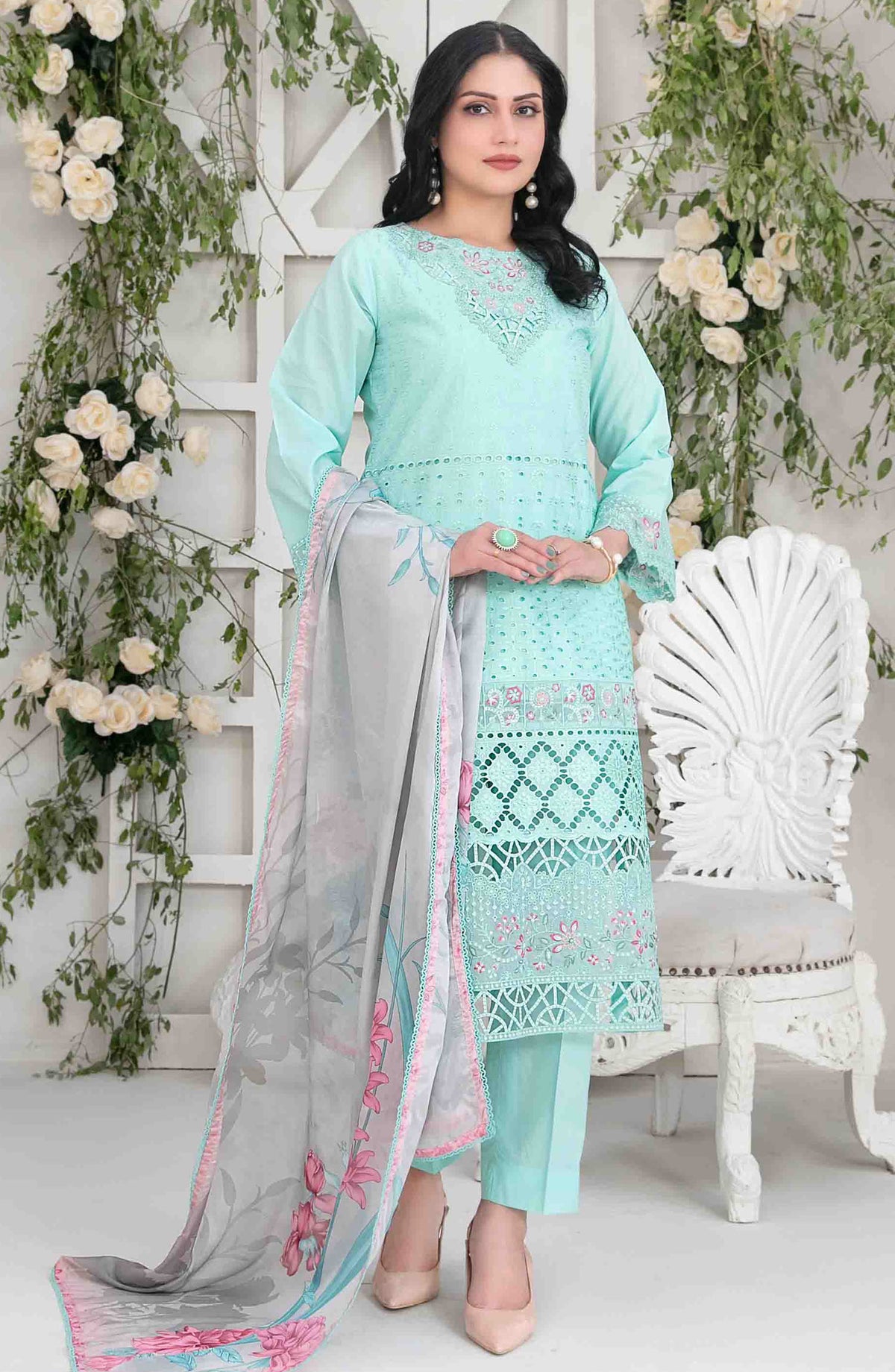Saija by Tawakkal Fabric Embroidered Lawn Unstitched 3 Piece Suit - D-1232 - TF25SSS - Blue - Summer Collection