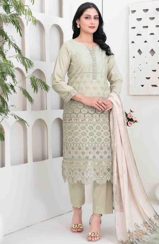 Saija by Tawakkal Fabric Embroidered Lawn Unstitched 3 Piece Suit - D-1234 - TF25SSS - Green - Summer Collection