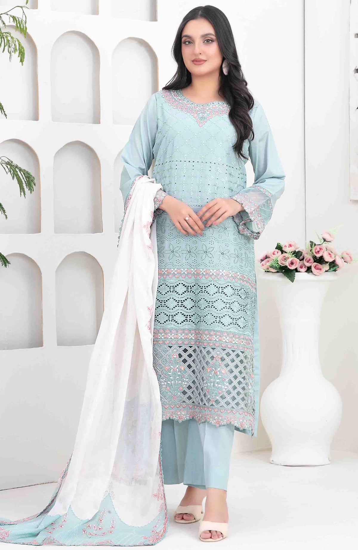 Saija by Tawakkal Fabric Embroidered Lawn Unstitched 3 Piece Suit - D-1235 - TF25SSS - Blue - Summer Collection