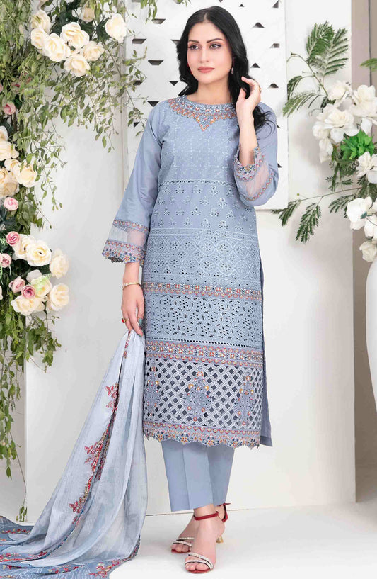Saija by Tawakkal Fabric Embroidered Lawn Unstitched 3 Piece Suit - D-1237 - TF25SSS - Blue - Summer Collection