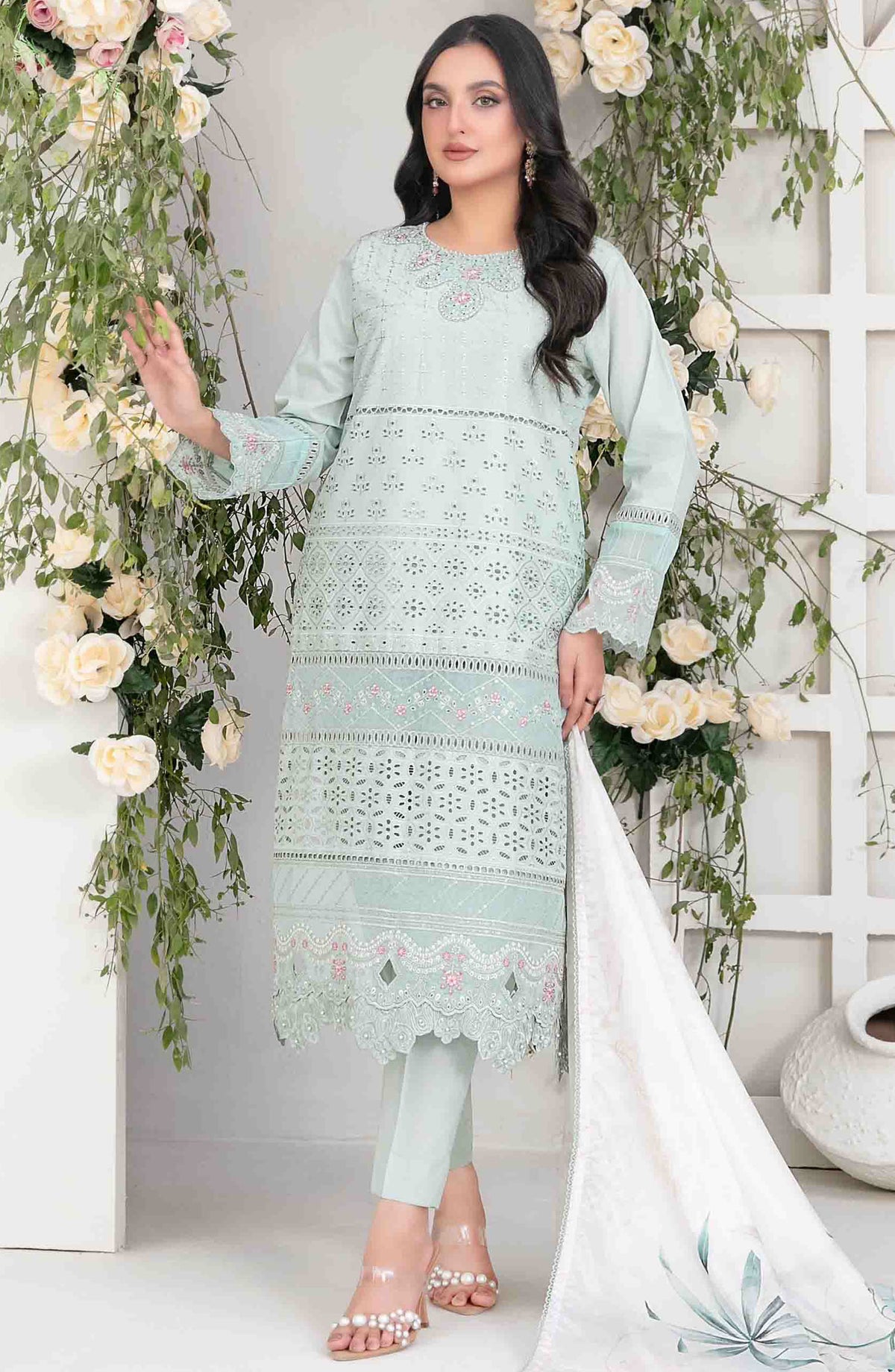 Saija by Tawakkal Fabric Embroidered Lawn Unstitched 3 Piece Suit - D-1238 - TF25SSS - Green - Summer Collection