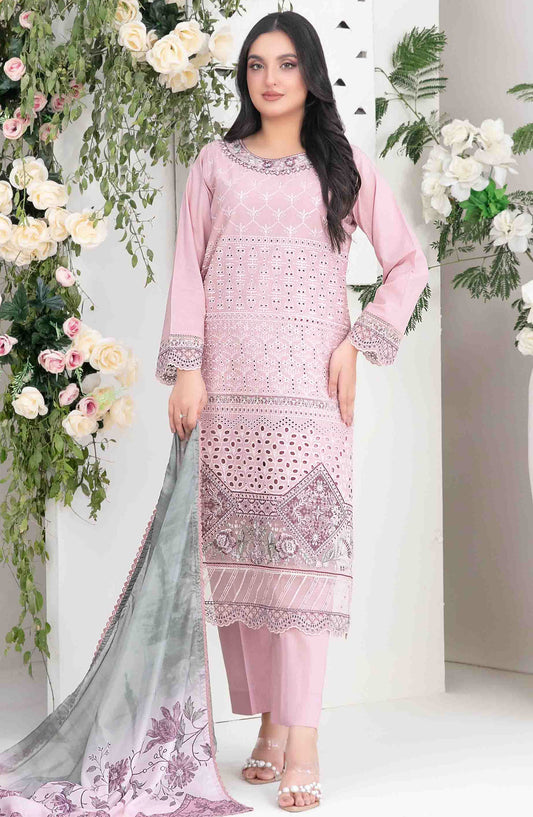 Saija by Tawakkal Fabric Embroidered Lawn Unstitched 3 Piece Suit - D-1239 - TF25SSS - Pink - Summer Collection
