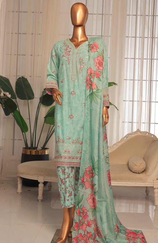 Bin Saeed Embroidered Stitched 3 Piece Suit - D-12 - BS25EKK - Blue - Summer Collection