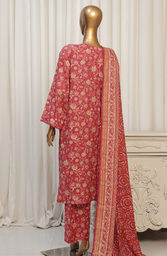 Bin Saeed Printed Lawn Stitched 3 Piece Suit - D-12 - BS25EPLV4 - Pink - Summer Collection