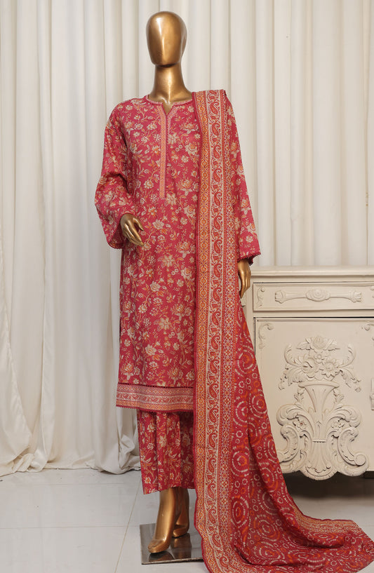 Bin Saeed Printed Lawn Stitched 3 Piece Suit - D-12 - BS25EPLV4 - Pink - Summer Collection