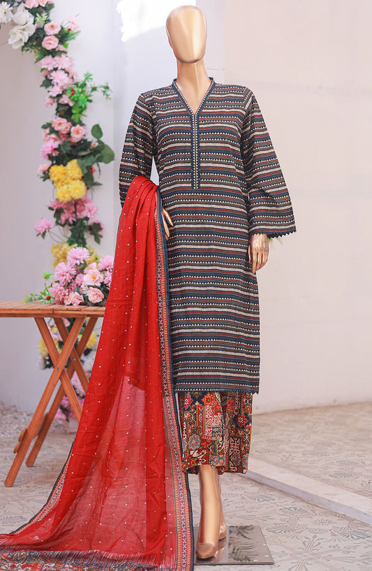 Bin Saeed Printed Lawn Stitched 3 Piece Suit - D-12 - BS25PLV6 - Blue - Summer Collection