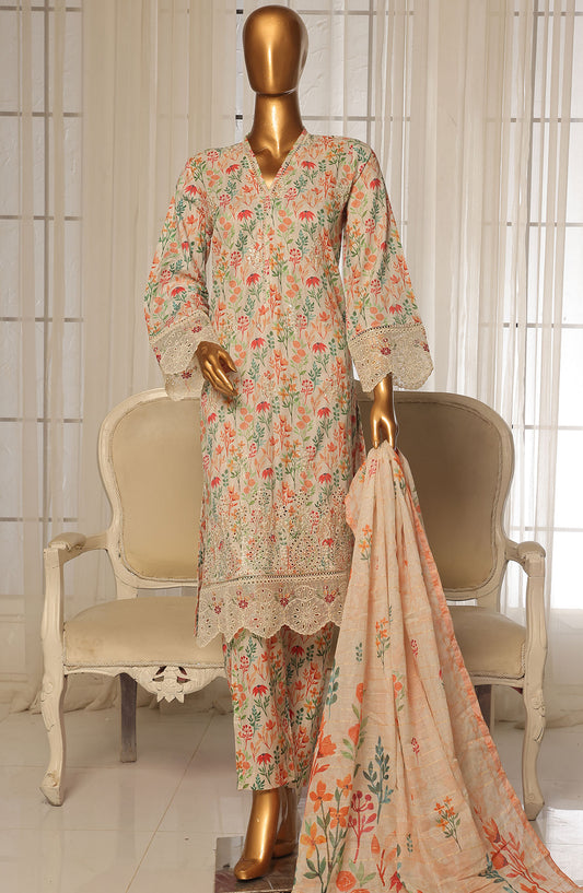 Bin Saeed Chikankari Stitched 3 Piece Suit - D-12 - BS25WNWC - Off White - Summer Collection
