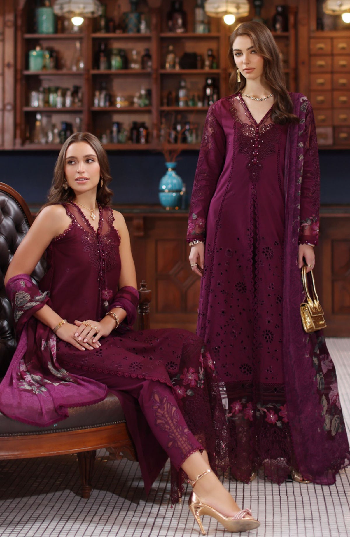 Noor by Saadia Asad Embroidered Lawn Unstitched 3 Piece Suit - D-12 - SA25ELSL - Purple - Eid Collection