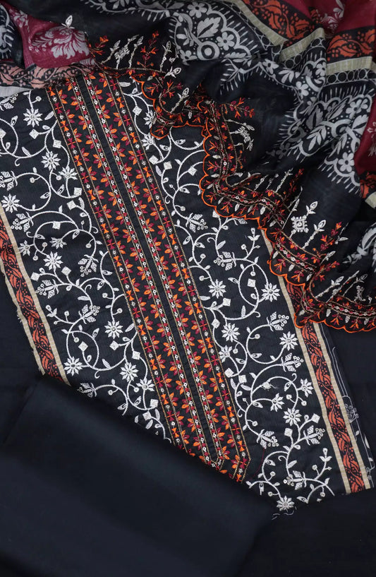 Bin Saeed Unstitch Cotton Embroidered Collection - D-12