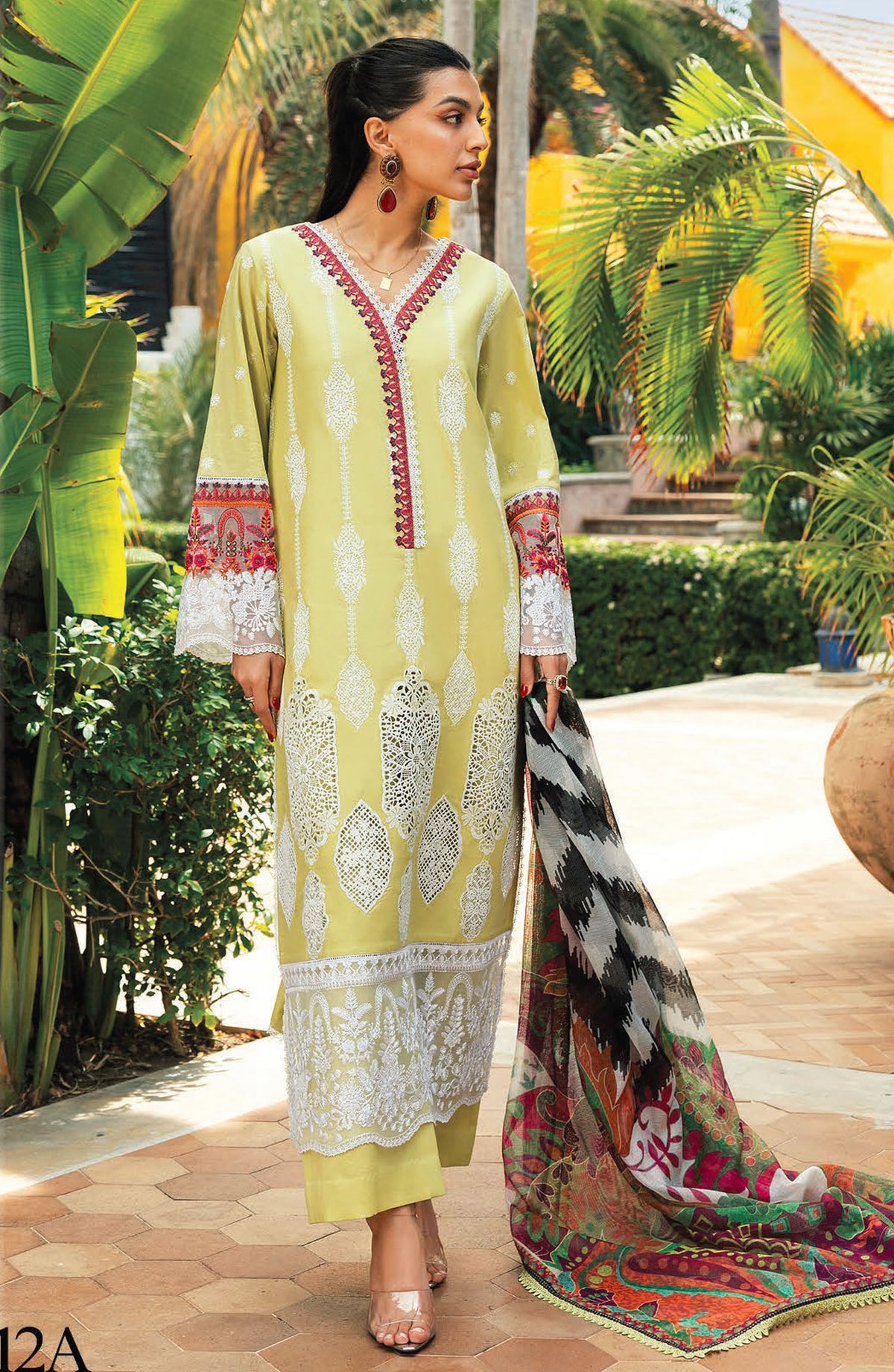 Zainab Chottani Chikankari Lawn Unstitched 3 Piece Suit - D-12A Rayne - ZBC25CL - Yellow - Summer Collection