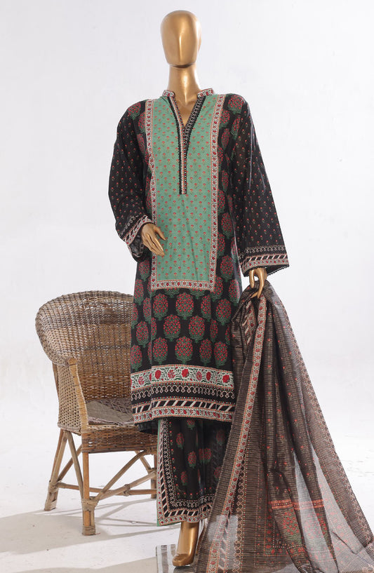Bin Saeed Printed Lawn Stitched 3 Piece Suit - D-13 - BS25EPLV3 - Black - Summer Collection