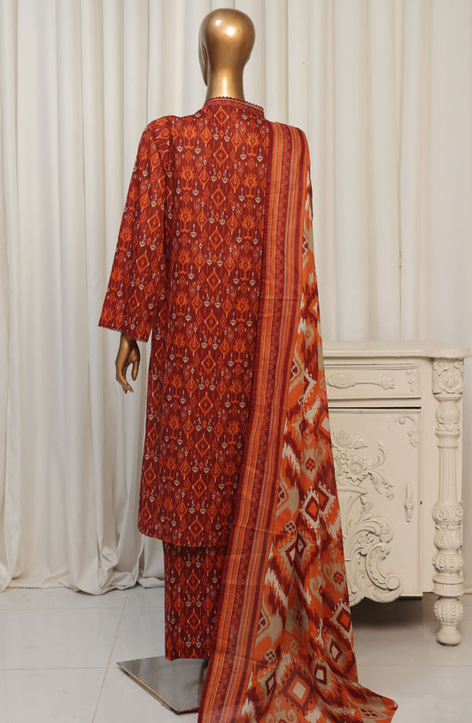 Bin Saeed Printed Lawn Stitched 3 Piece Suit - D-13 - BS25EPLV4 - Orange - Summer Collection