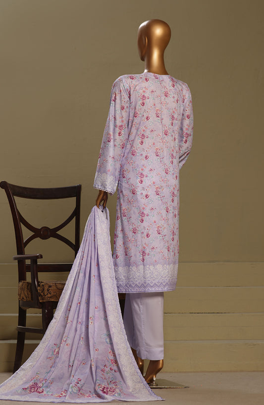 Bin Saeed Chikankari Lawn Stitched 3 Piece Suit - D-13 - BS25LC - Purple - Summer Collection