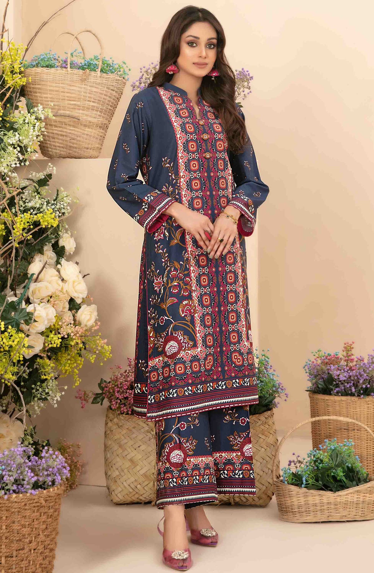 Minel by Tawakkal Fabric Printed Lawn Stitched 2 Piece Suit - D-1445 - TF25MLP - Blue - Summer Collection