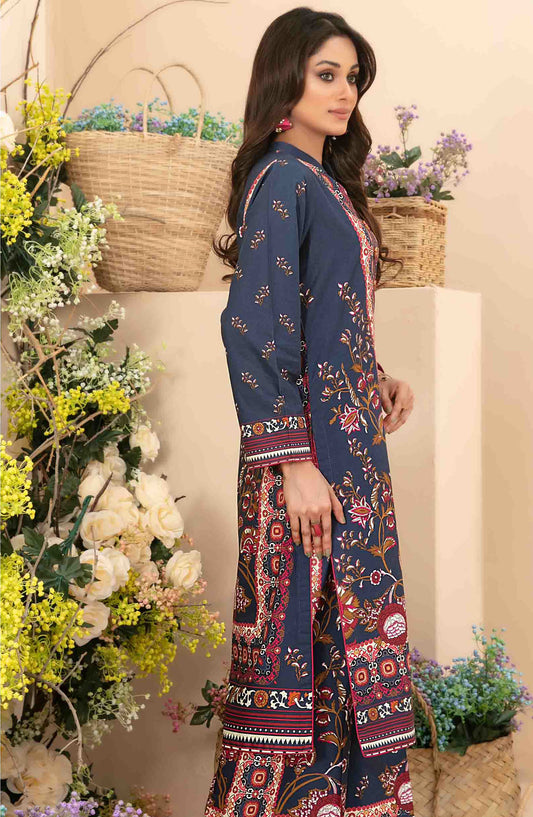 Minel by Tawakkal Fabric Printed Lawn Stitched 2 Piece Suit - D-1445 - TF25MLP - Blue - Summer Collection