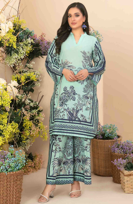 Minel by Tawakkal Fabric Printed Lawn Stitched 2 Piece Suit - D-1446 - TF25MLP - Sea Green - Summer Collection