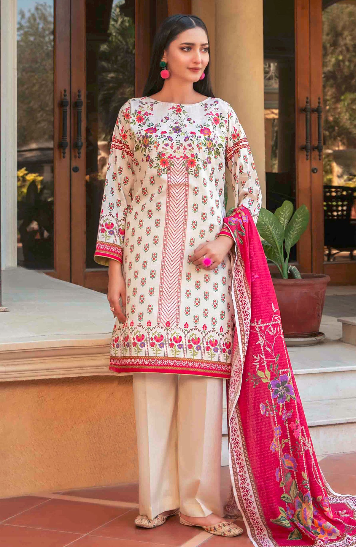 Masooma by Tawakkal Fabrics Printed Lawn Unstitched 3 Piece Suit - D-1499 - TF25ML - Off White - Summer Collection