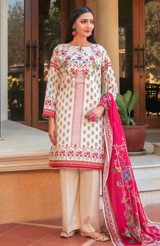 Masooma by Tawakkal Fabrics Printed Lawn Unstitched 3 Piece Suit - D-1499 - TF25ML - Off White - Summer Collection