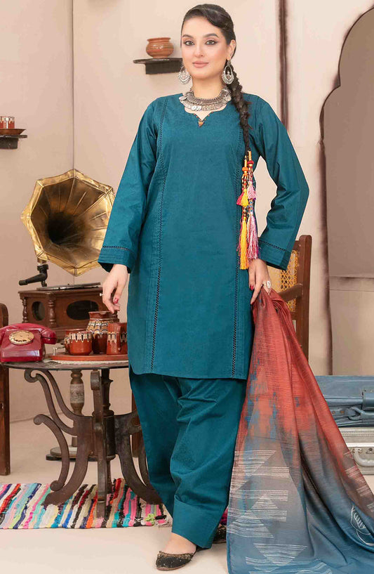 Pushpa by Tawakkal Fabric Printed Lawn Stitched 3 Piece Suit - D-1537 - TF25PS - Blue - Summer Collection