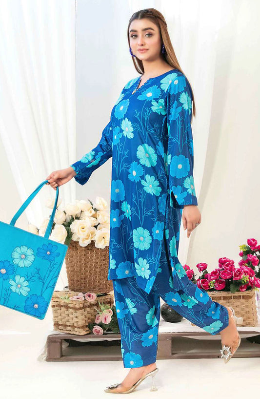 Glo by Tawakkal Fabric Printed Lawn Stitched 2 Piece Suit - D-1556 - TF25GLOV2 - Blue - Summer Collection