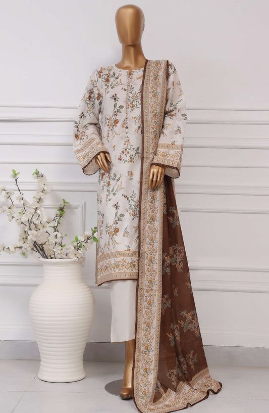 Sadabahar Printed Lawn Stitched 3 Piece Suit - D-15 - SBD25PLCV4 - Off White - Summer Collection