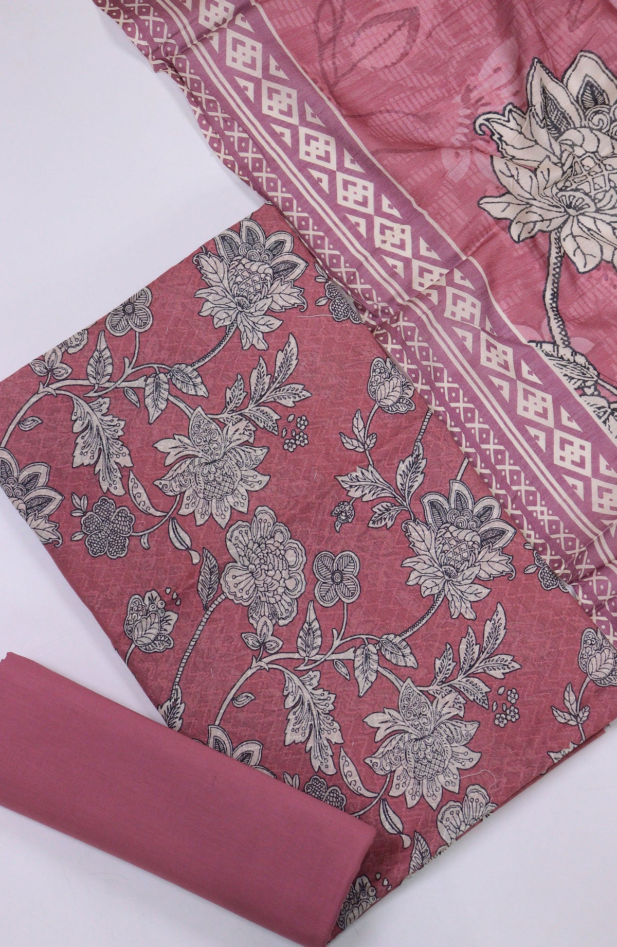 Maya by Amna Khadija Printed Lawn Unstitched 3 Piece Suit - D-18 - AM25MPPSL - Pink - Summer Collection
