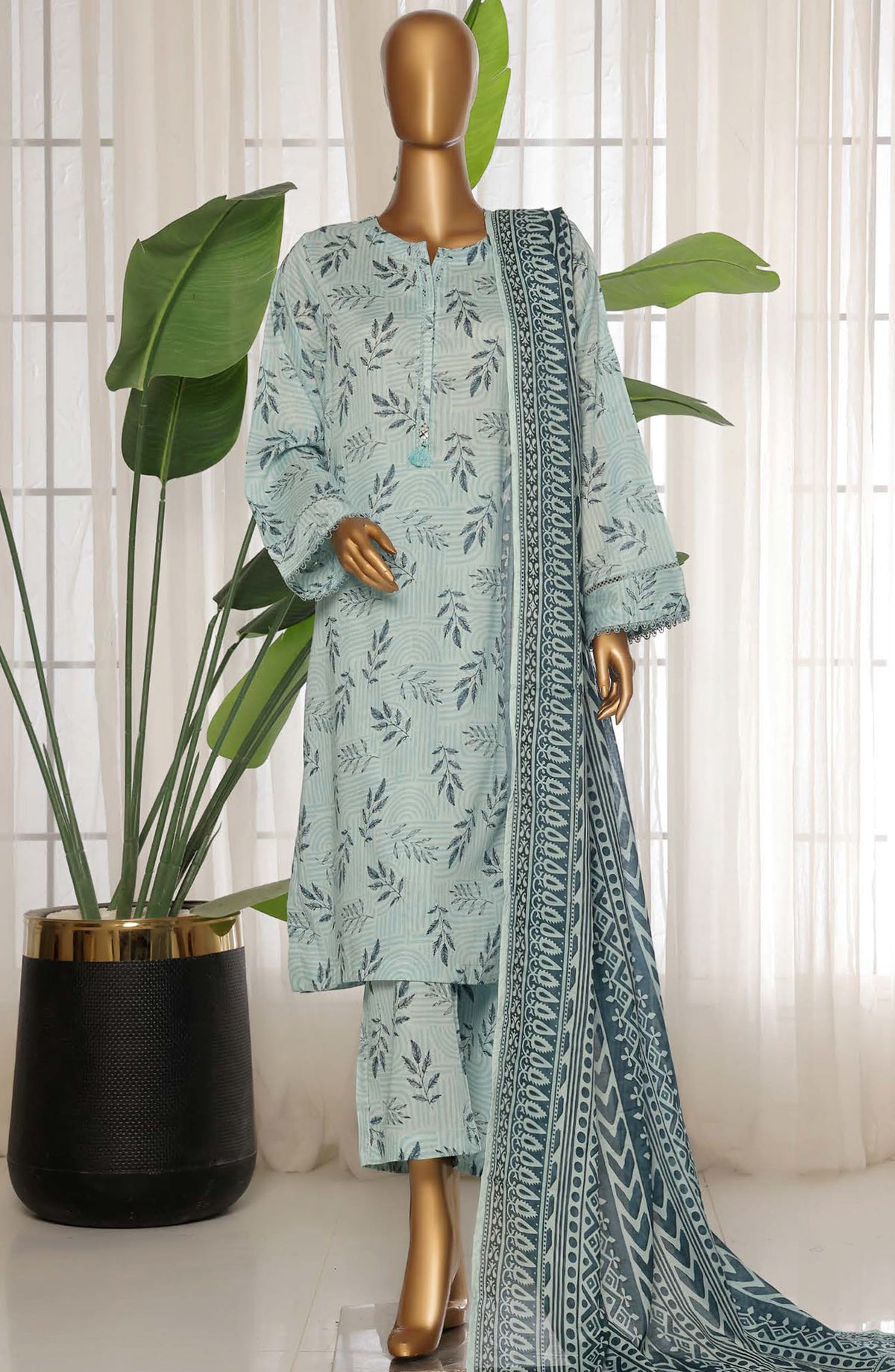 Sadabahar Printed Lawn Stitched 3 Piece Suit - D-18 - SDB25PLV3 - Blue - Summer Collection