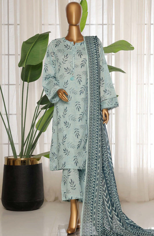 Sadabahar Printed Lawn Stitched 3 Piece Suit - D-18 - SDB25PLV3 - Blue - Summer Collection