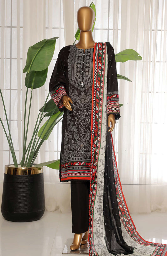 Sadabahar Printed Lawn Stitched 3 Piece Suit - D-19 - SDB25PLV3 - Black - Summer Collection