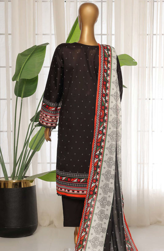 Sadabahar Printed Lawn Stitched 3 Piece Suit - D-19 - SDB25PLV3 - Black - Summer Collection