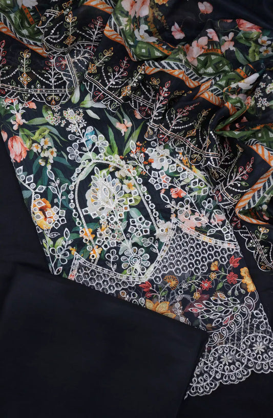 Bin Saeed Unstitch Cotton Embroidered Collection - D-19