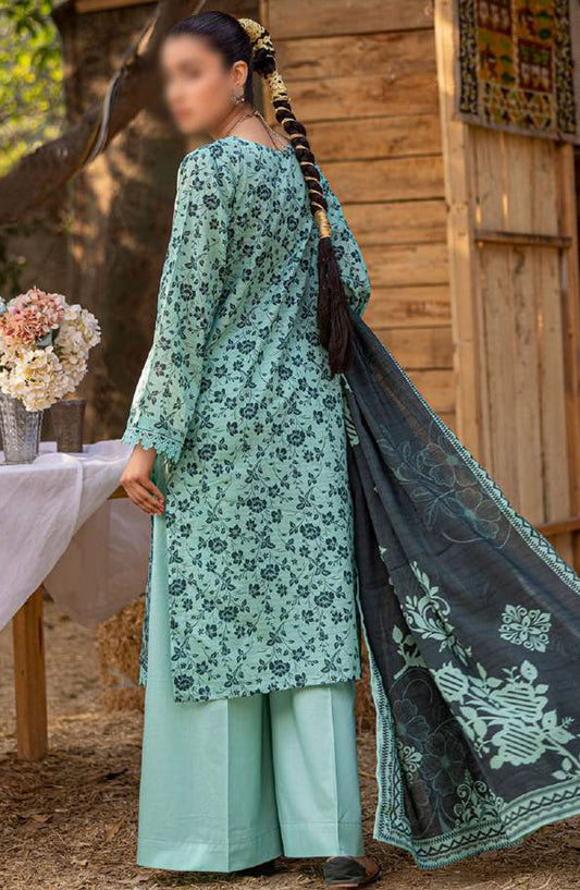 Bloom by Al Karim Embroidered Lawn Unstitched 3 Piece Suit - D-1 - ALK25BELV6 - Green - Summer Collection