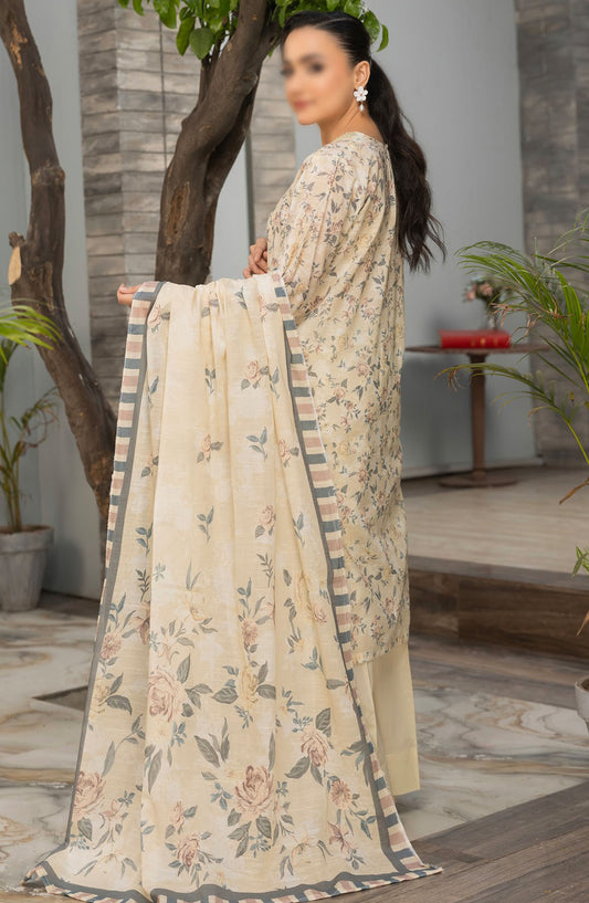 Parisa by Al Karim Embroidered Lawn Unstitched 3 Piece Suit - D-1 - ALK25PELV2 - Off White - Summer Collection
